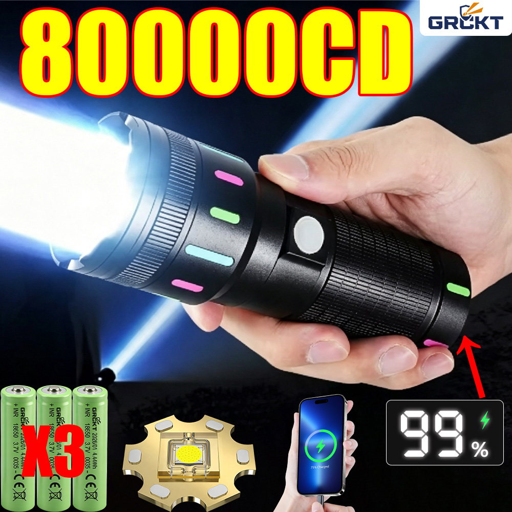 Hunting Fishing Outdoor - 80000CD Most Powerful LED Flashlight High